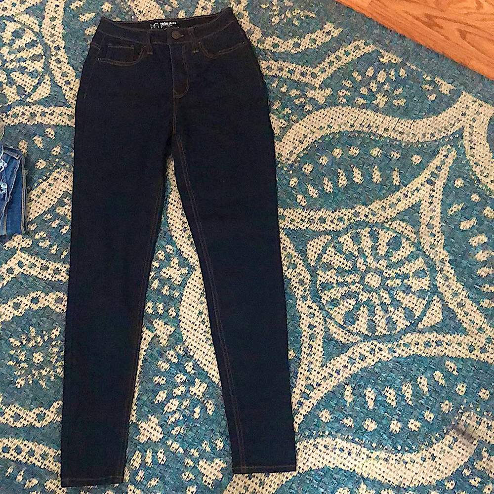 High waisted skinny jeans, size 5, navy blue, nobo